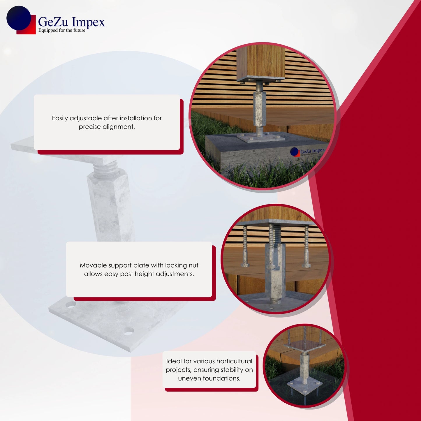Stolpebasstödfot Betongfot justerbar stolphållare stolpeankare av trä stolpe höjdjusterbar stolpsko med plattastolpsko stolpskor betong