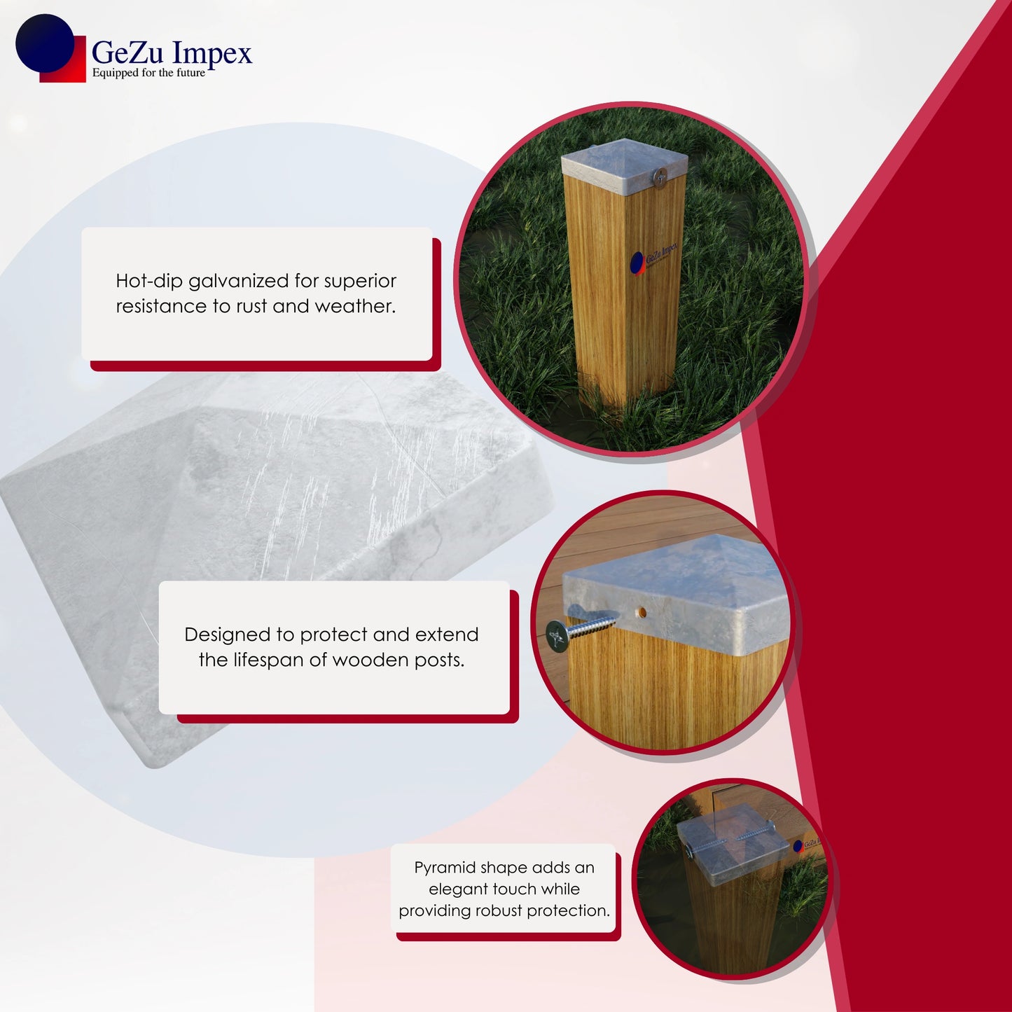 stolphatt stolplock för trästolpar galvaniserad stolpkeps rostfri Stolpkåpa stolpskydd stängselkåpa